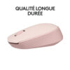 SOURIS OPTIQUE SANS FIL LOGITECH M171 - ROSE