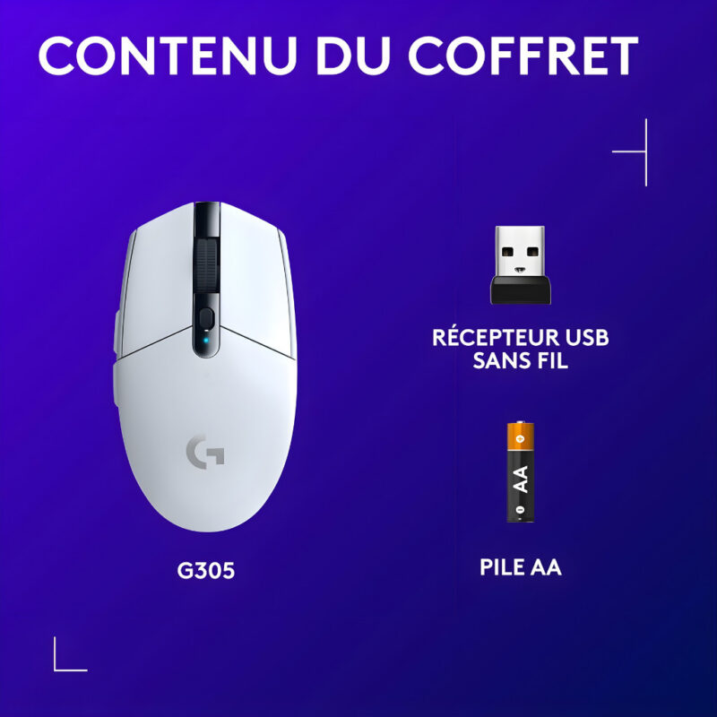 SOURIS GAMER SANS FIL LOGITECH G305 - BLANC