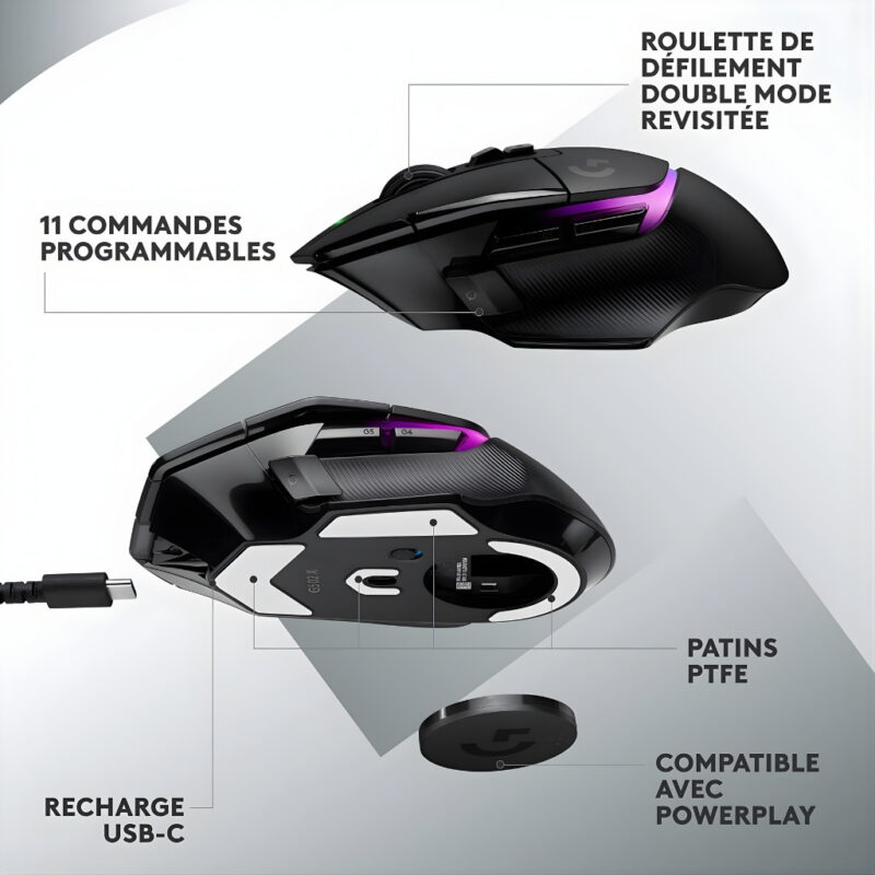SOURIS GAMER SANS FIL LOGITECH G502 X PLUS LIGHTSPEED RGB - NOIR