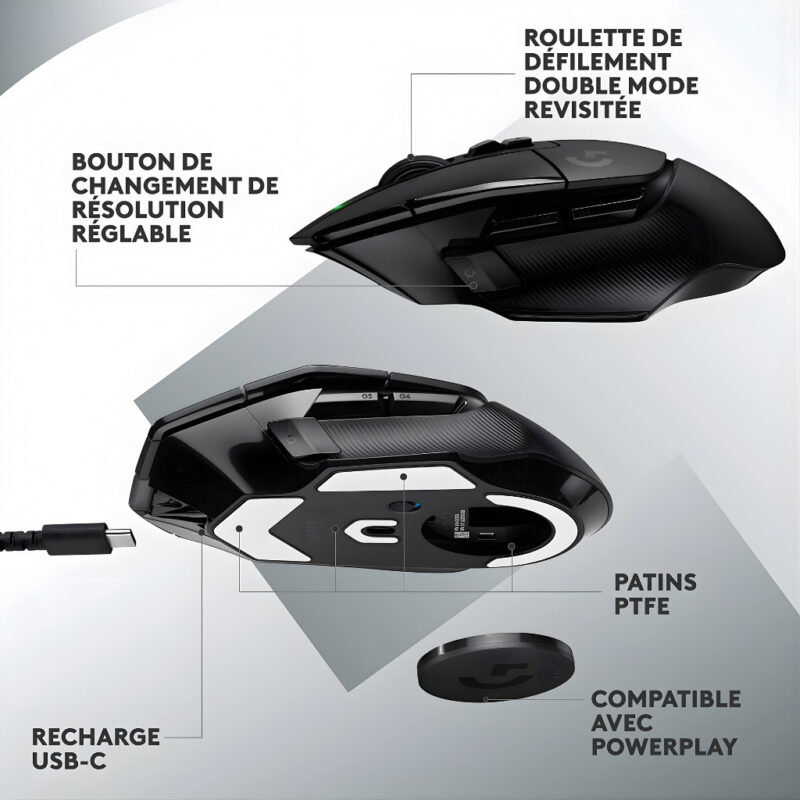SOURIS GAMER SANS FIL LOGITECH G502 X - NOIR