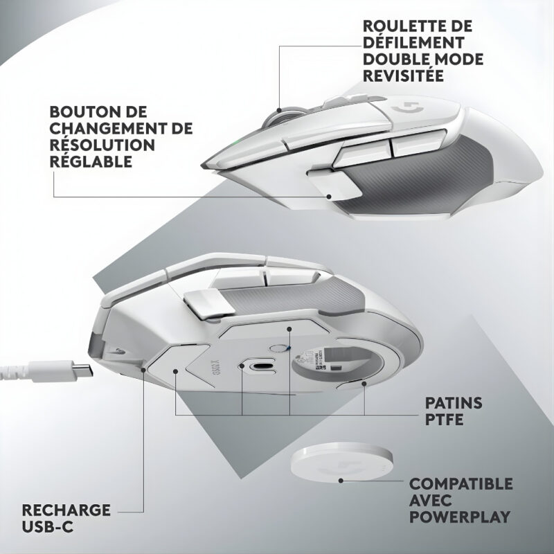 SOURIS GAMER SANS FIL LOGITECH G502 X - BLANC