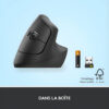 SOURIS SANS FIL LOGITECH ERGONOMIQUE VERTICALE LIFT - GRAPHITE