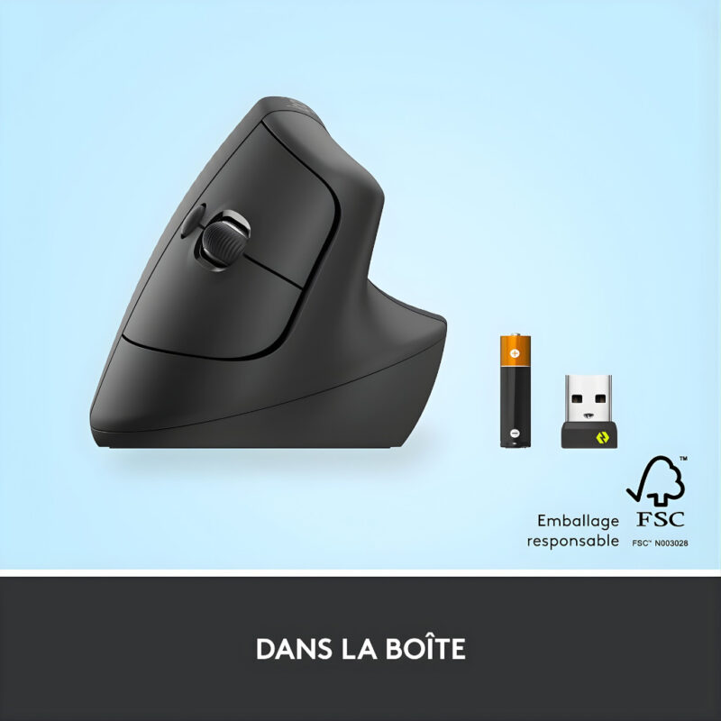 SOURIS SANS FIL LOGITECH ERGONOMIQUE VERTICALE LIFT - GRAPHITE