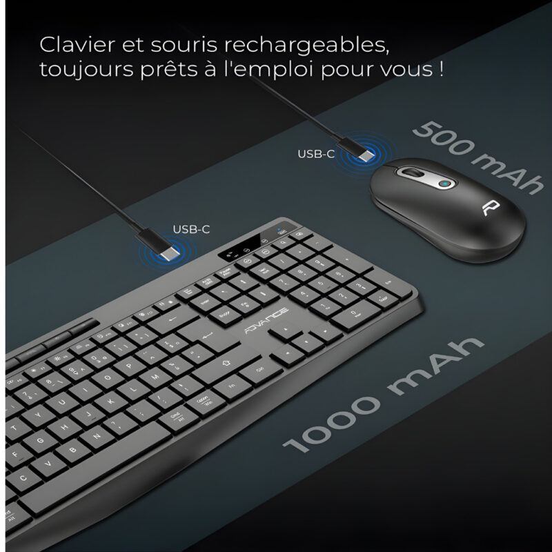 ENSEMBLE CLAVIER ET SOURIS GAMER SANS FIL ADVANCE R-TYPE CLS-3100 RGB - NOIR