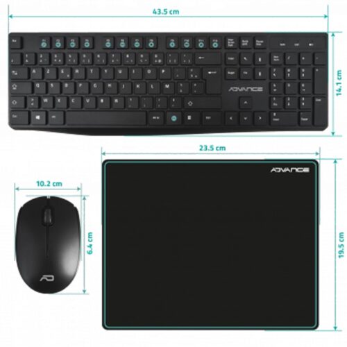 PACK 3EN1 SANS FIL ADVANCE ELITE COMBO CLS-7100RF - NOIR