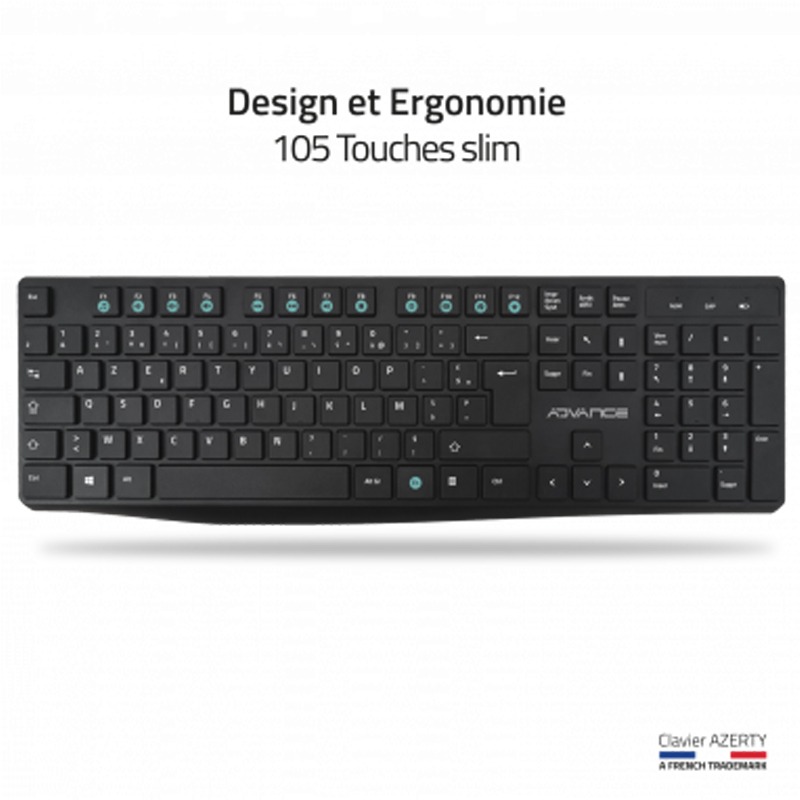 PACK 3EN1 SANS FIL ADVANCE ELITE COMBO CLS-7100RF - NOIR