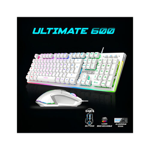 ENSEMBLE CLAVIER ET SOURIS GAMER FILAIRE SPIRIT OF GAMER ULTIMATE 600 - BLANC