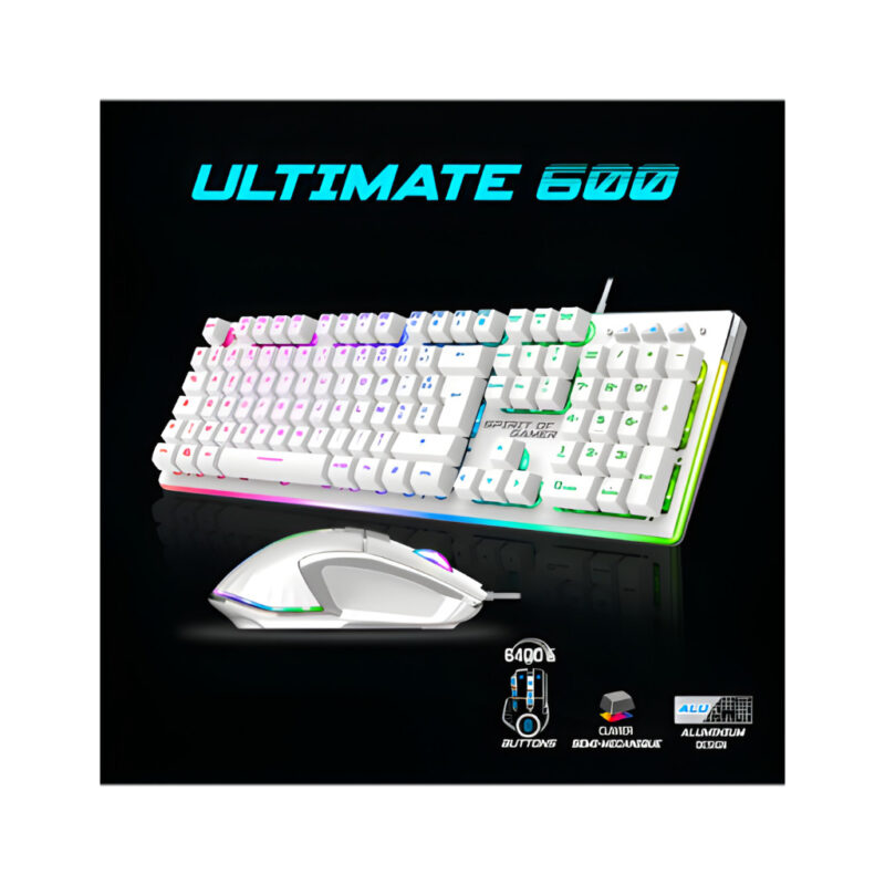 ENSEMBLE CLAVIER ET SOURIS GAMER FILAIRE SPIRIT OF GAMER ULTIMATE 600 - BLANC