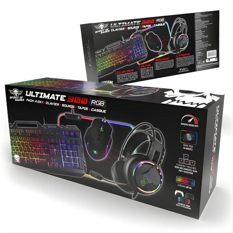PACK GAMING 4 EN 1 SPIRIT OF GAMER ULTIMATE 300 - NOIR