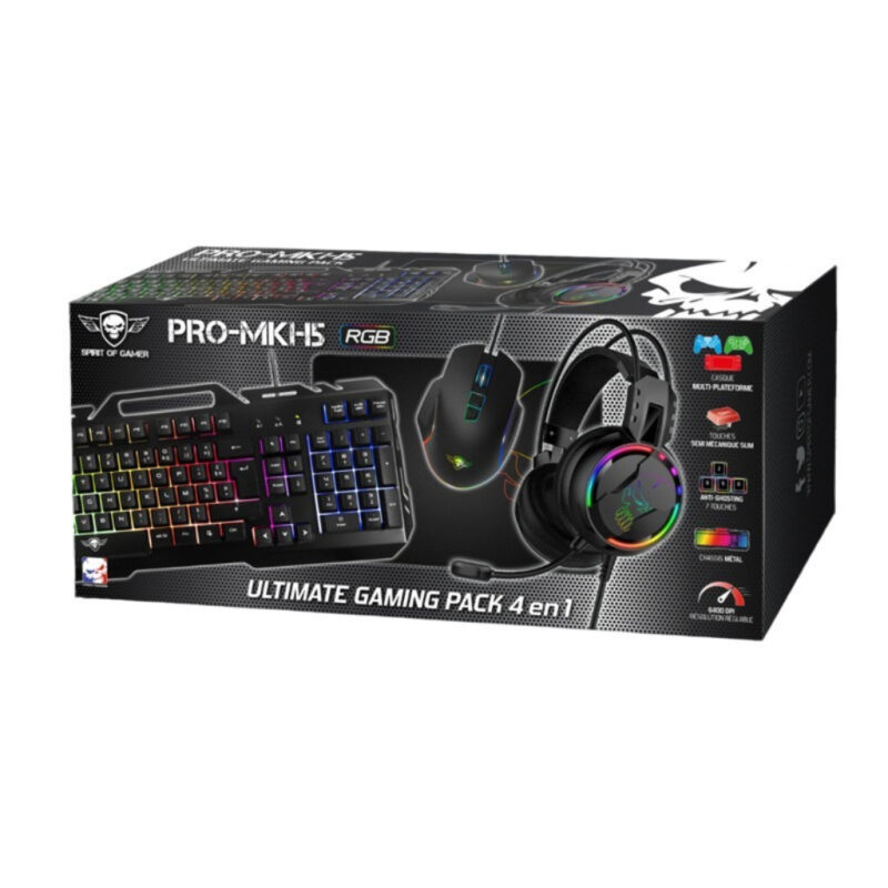 PACK GAMING 4 EN 1 SPIRIT OF GAMER PRO-MKH5 RGB - NOIR