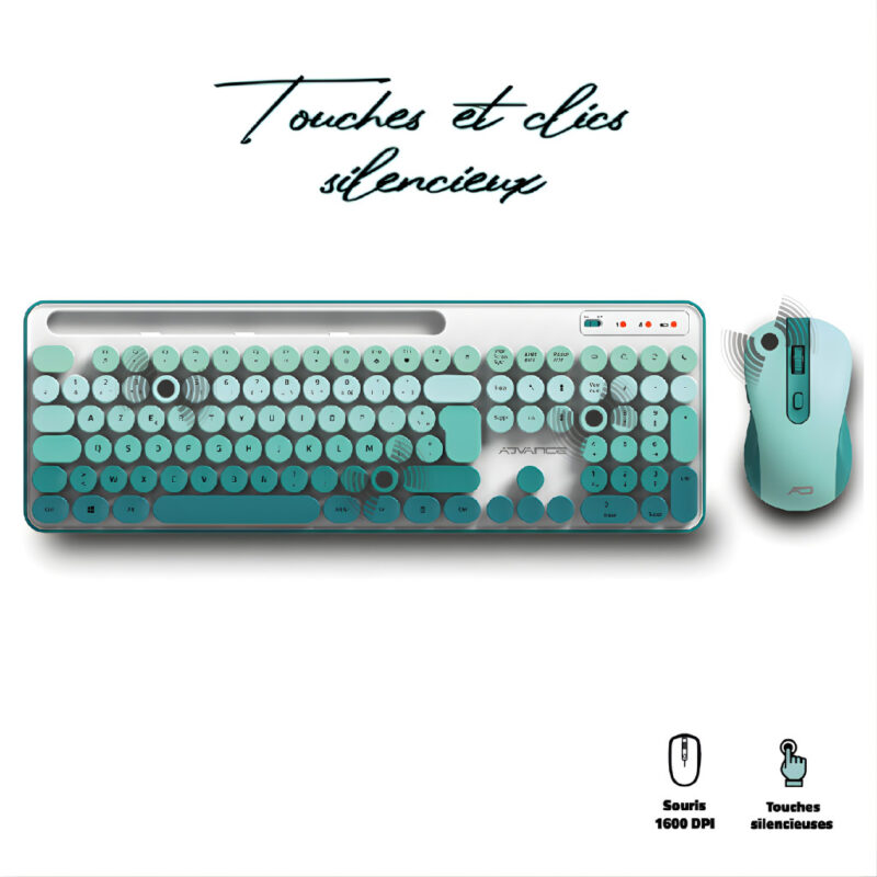 ENSEMBLE CLAVIER & SOURIS SANS FIL ADVANCE PEPS - VERT