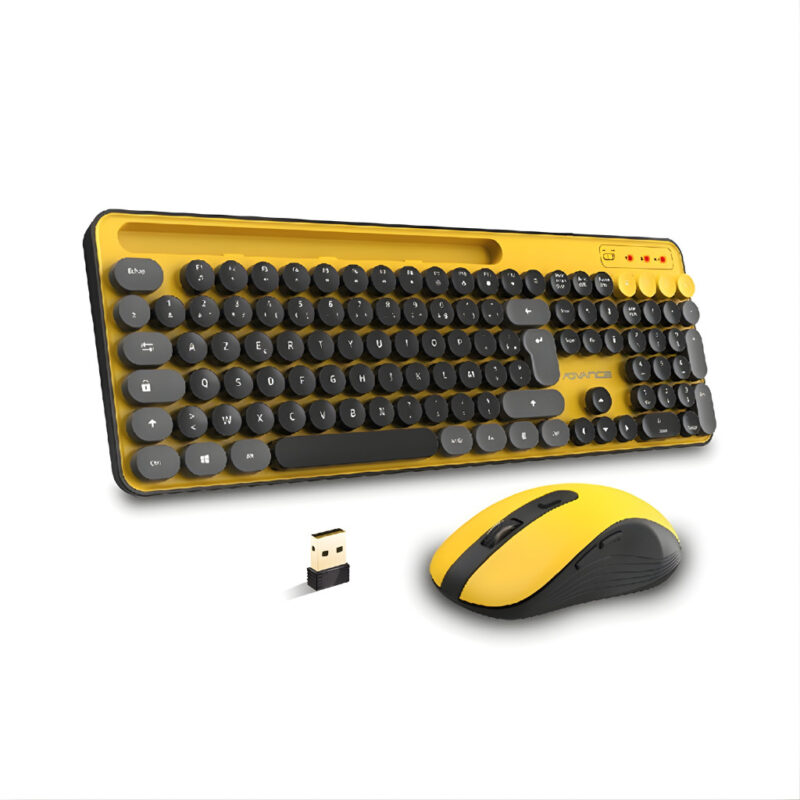 ENSEMBLE CLAVIER & SOURIS SANS FIL ADVANCE PEPS - JAUNE