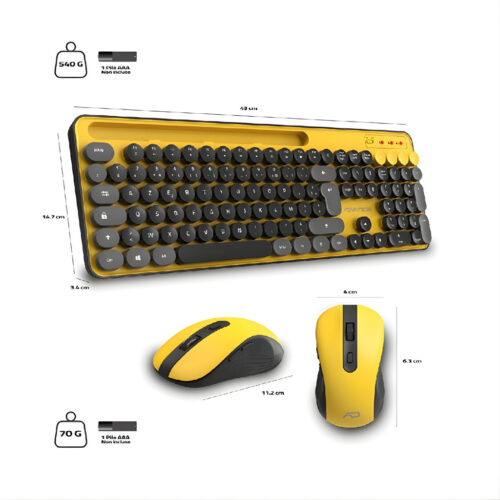 ENSEMBLE CLAVIER & SOURIS SANS FIL ADVANCE PEPS - JAUNE