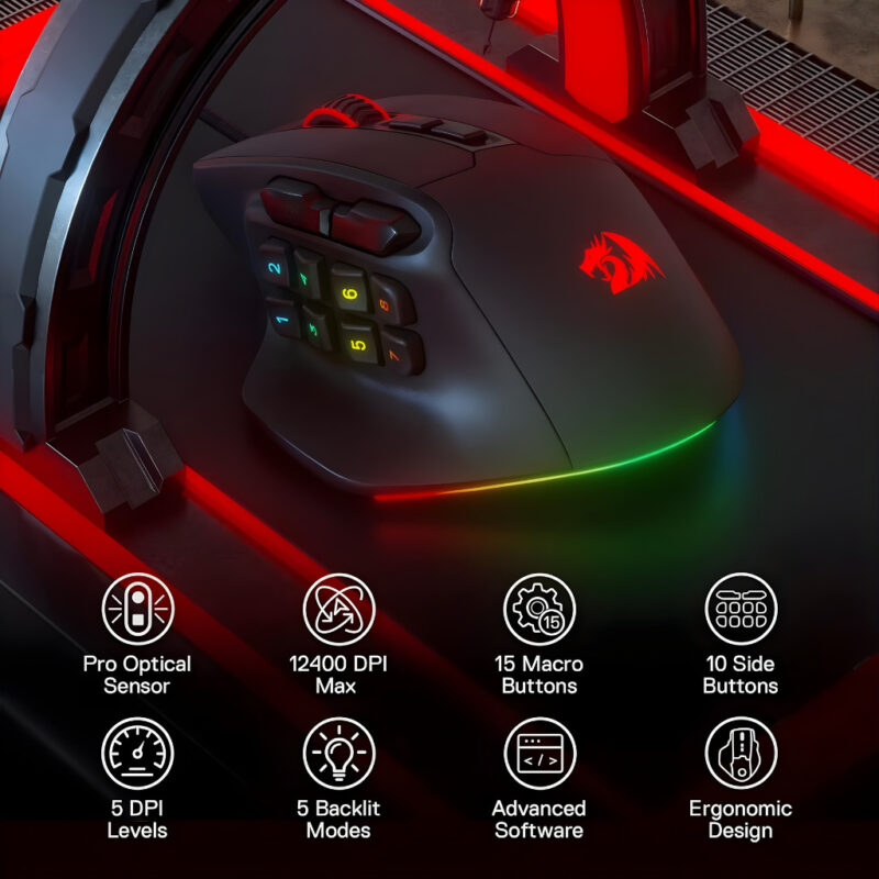 SOURIS GAMING M811 AATROX MMO RGB - NOIR