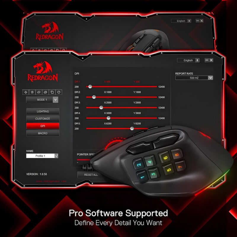 SOURIS GAMING M811 AATROX MMO RGB - NOIR