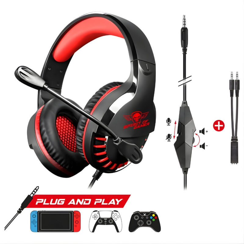 MICRO CASQUE GAMER FILAIRE SPIRIT OF GAMER PRO H3 - NOIR&ROUGE