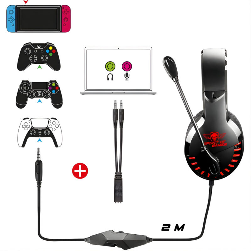 MICRO CASQUE GAMER FILAIRE SPIRIT OF GAMER PRO H3 - NOIR&ROUGE