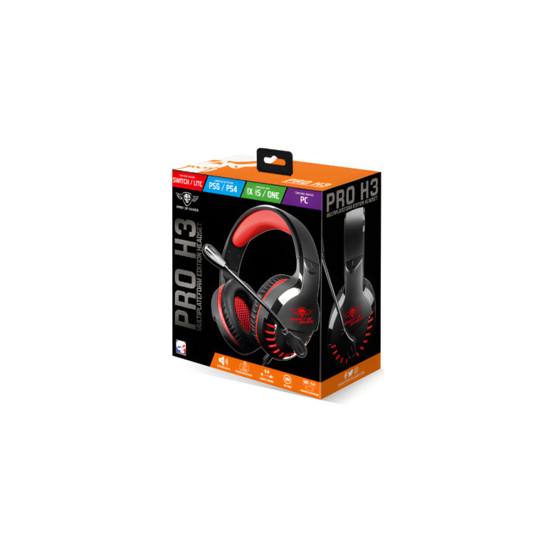MICRO CASQUE GAMER FILAIRE SPIRIT OF GAMER PRO H3 - NOIR&ROUGE