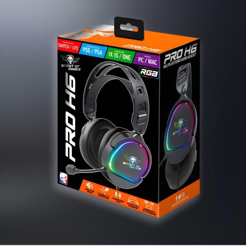MICRO CASQUE GAMER FILAIRE SPIRIT OF GAMER PRO H6 DARK RGB - NOIR