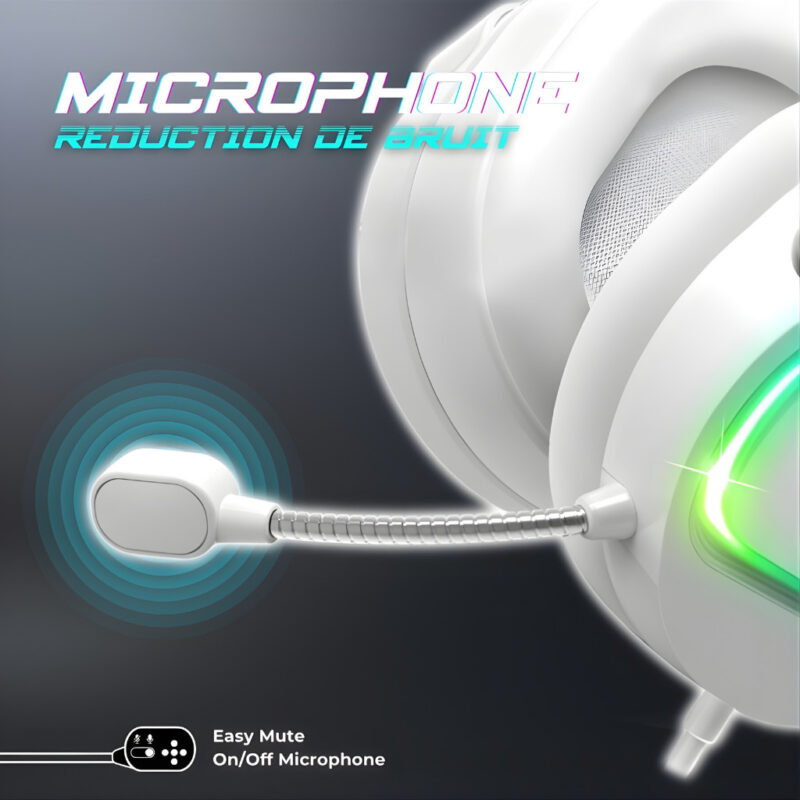 MICRO CASQUE GAMER FILAIRE SPIRIT OF GAMER PRO H6 ARTIC RGB - BLANC
