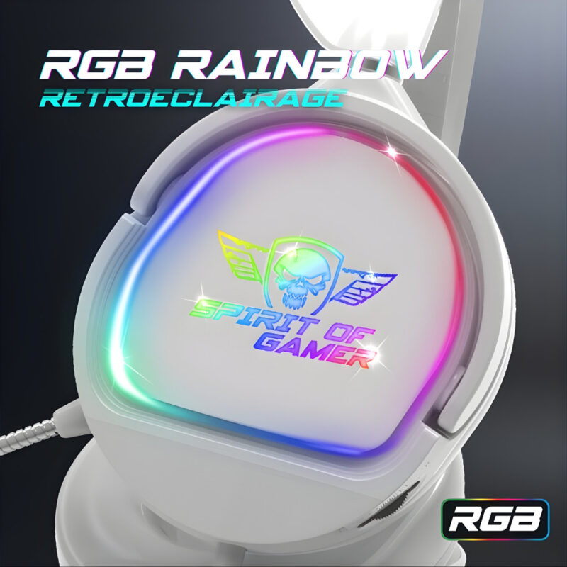 MICRO CASQUE GAMER FILAIRE SPIRIT OF GAMER PRO H6 ARTIC RGB - BLANC