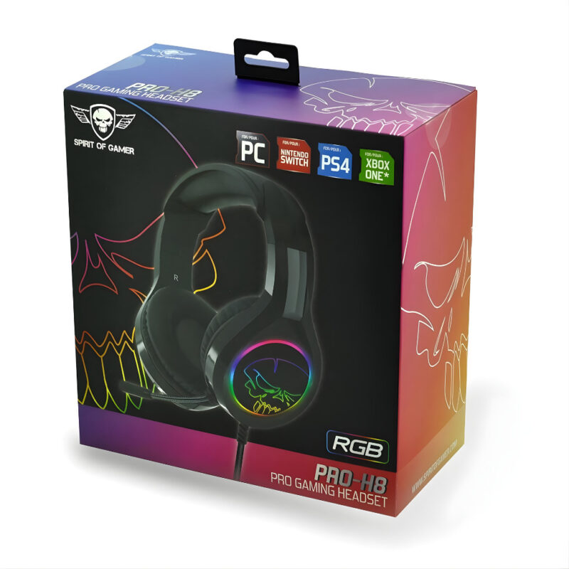 MICRO CASQUE GAMER FILAIRE SPIRIT OF GAMER PRO H8 LED RGB - NOIR
