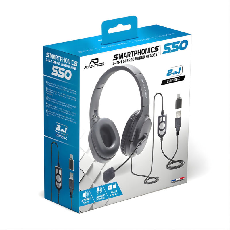 MICRO CASQUE FILAIRE ADVANCE SMARTPHONICS 550 - NOIR