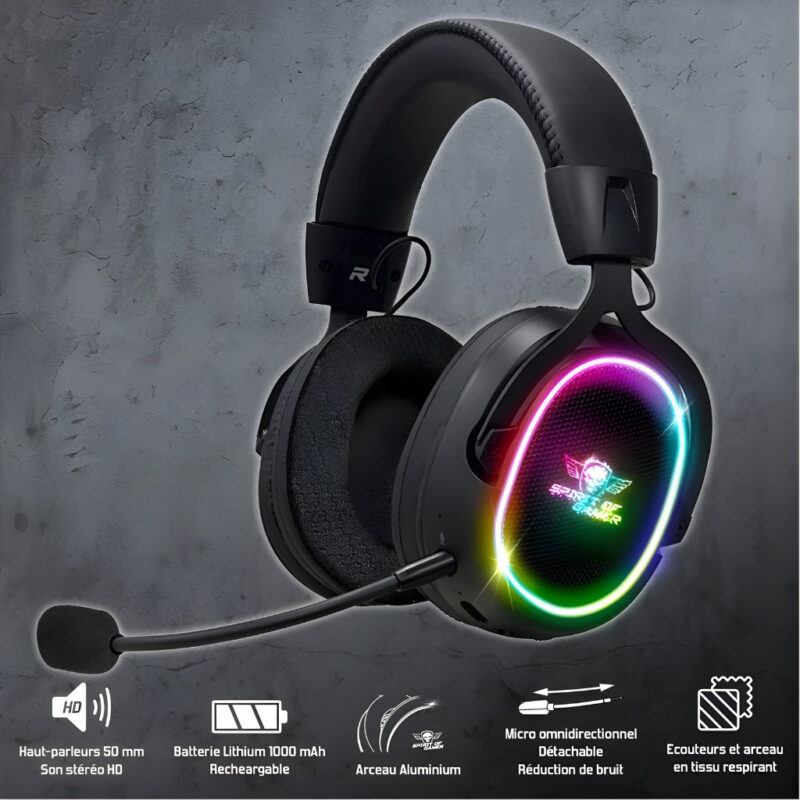 MICRO CASQUE SANS FIL GAMER SPIRIT OF GAMER XPERT- H1200 - NOIR