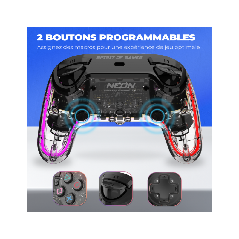 MANETTE SPIRIT OF GAMER SANS FIL RGB NEON