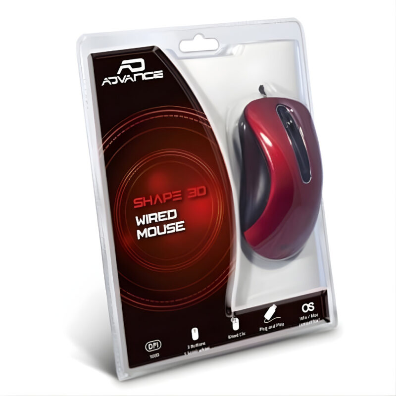 Souris Filaire ADVANCE 3D USB - Rouge