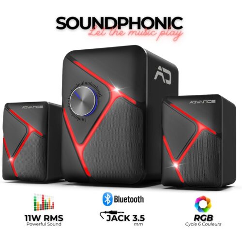 HAUT PARLEUR SANS FIL ADVANCE SPEAKER 2.1 SOUNDPHONIC 11W RMS - NOIR