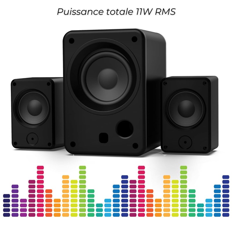 HAUT PARLEUR SANS FIL ADVANCE SPEAKER 2.1 SOUNDPHONIC 11W RMS - NOIR